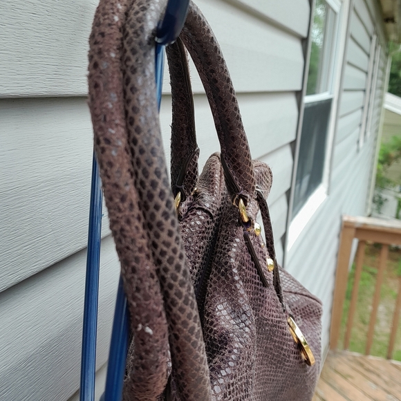 Michael Kors Purple Python Leather Satchel Tote Good Pre Owned RARE - Picture 9 of 13